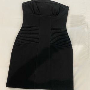 Black strapless going out dress with detailing